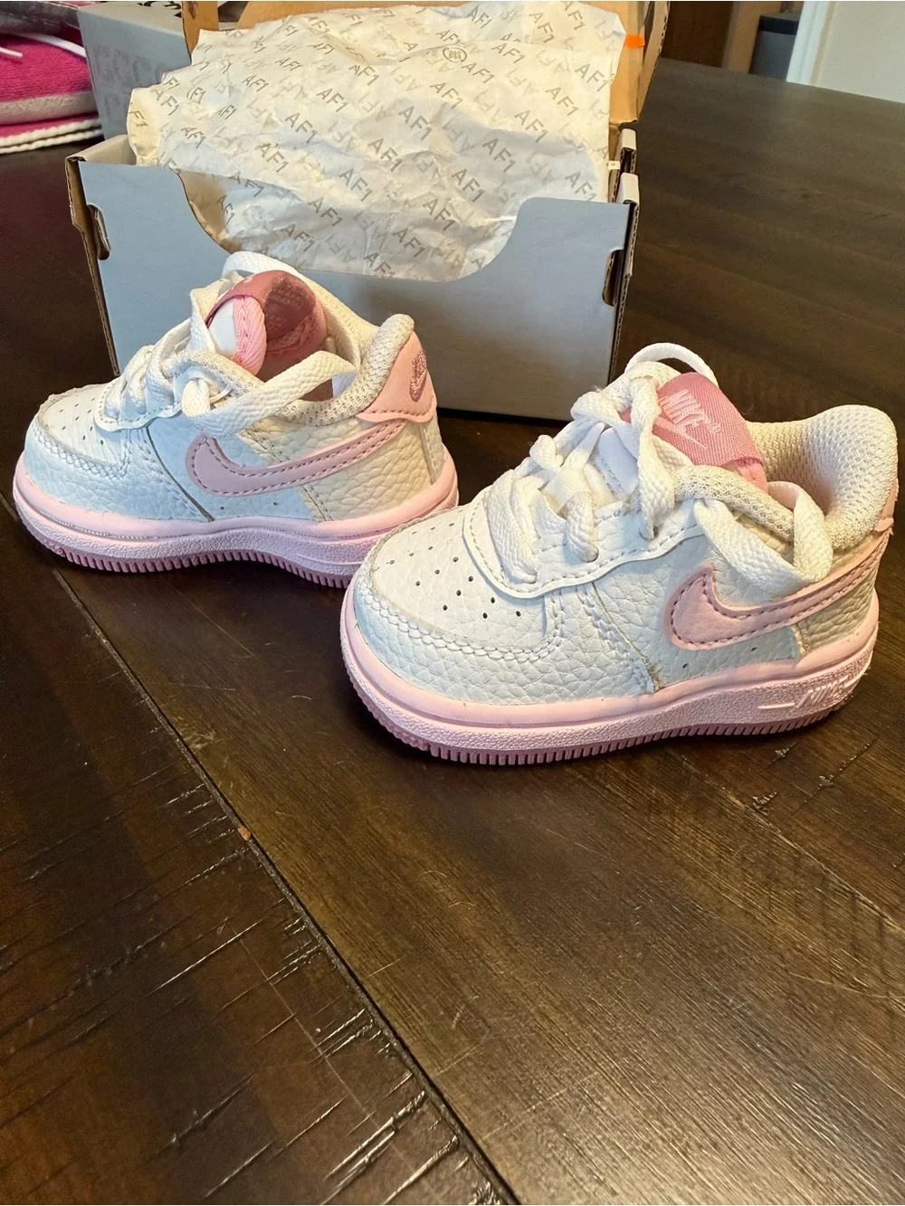 Nike Baby White & Pink Force 1s